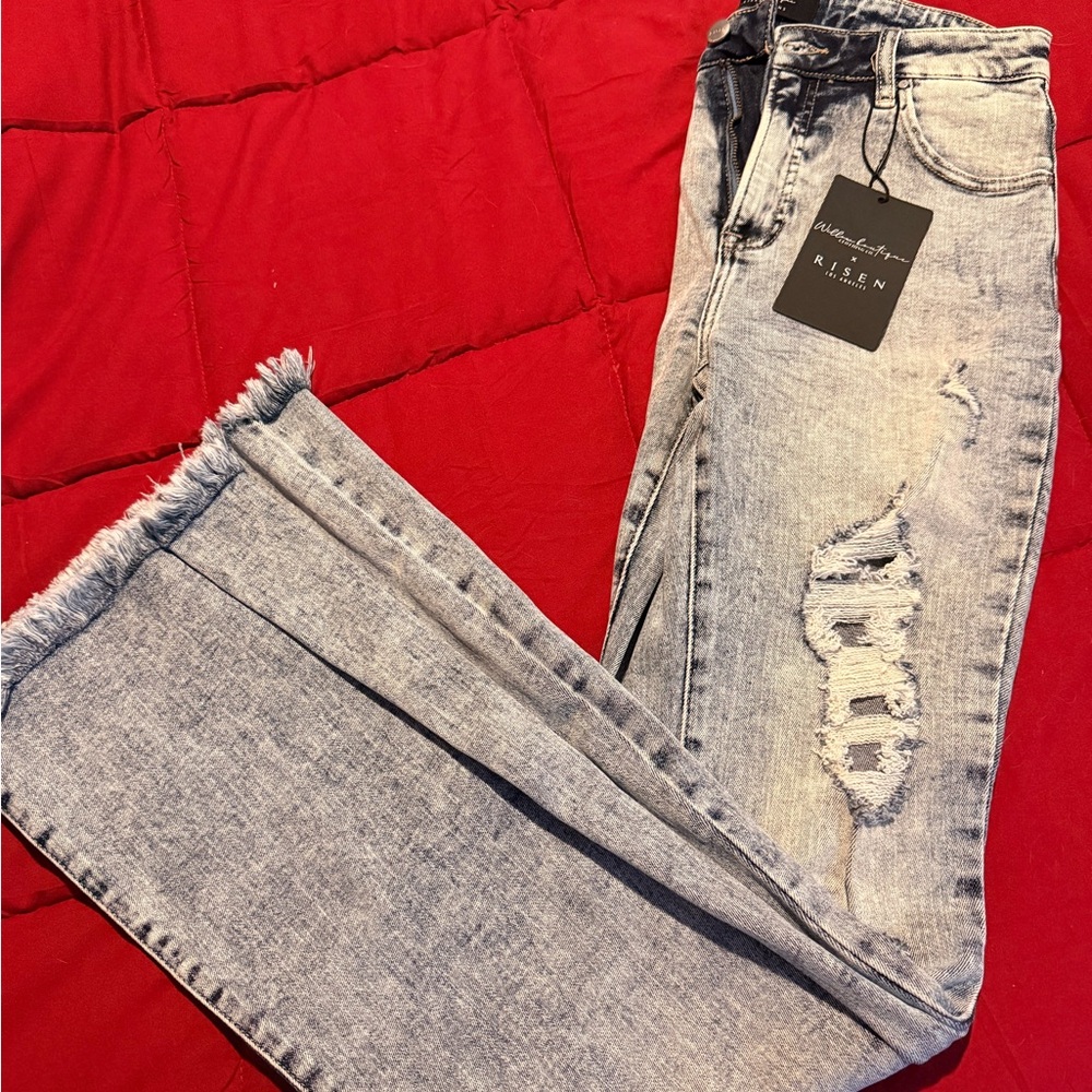 Risen Women's Light Blue Straight Leg Jeans